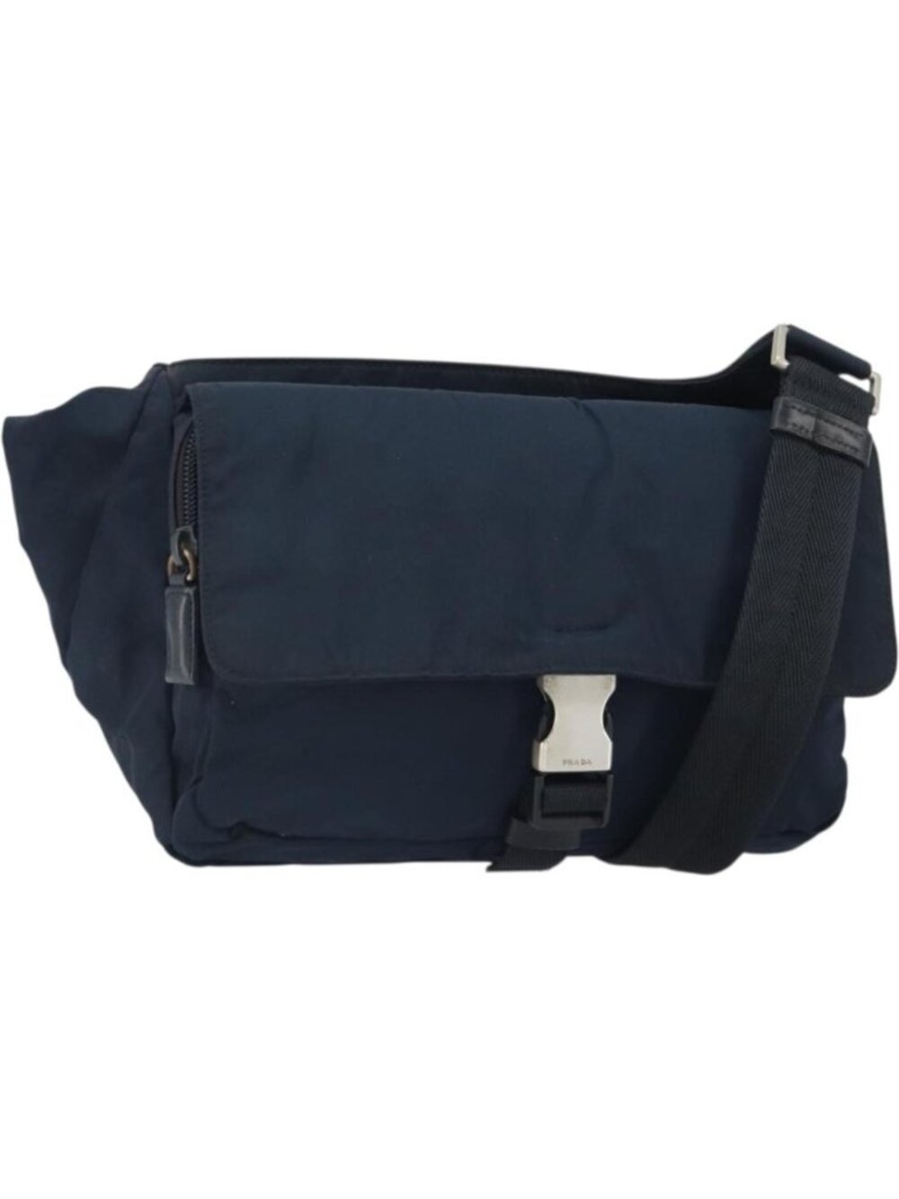 PRADA Shoulder Bag Nylon Navy Silver
